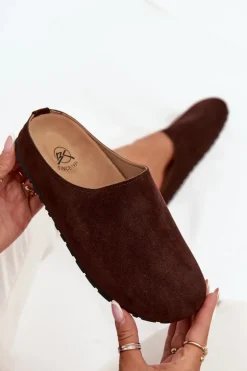 Klapki Chodaki Damskie Na Platformie Czekoladowe Sylviane