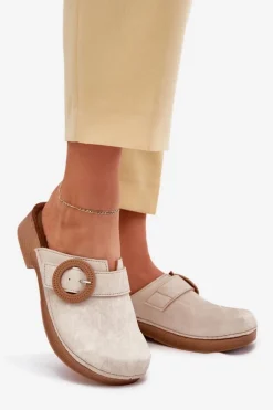 Klapki Chodaki Damskie Z Klamrą Inblu TF000001 Beżowe