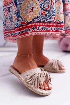 Klapki Damskie Beżowe Boho Vices 8458