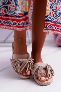Klapki Damskie Beżowe Boho Vices 8458