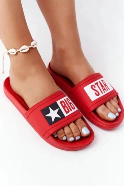 Klapki Damskie Big Star Czerwone DD274A267