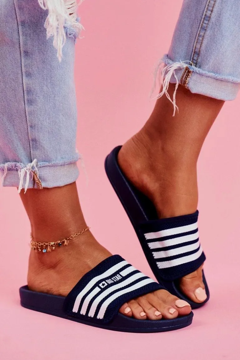 Klapki Damskie Big Star FF274A356 Granatowe