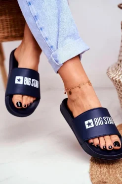 Klapki Damskie Big Star Klasyk Granatowe GG274043