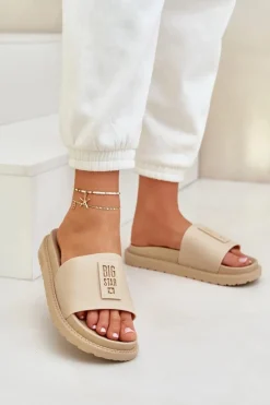 Klapki Damskie Big Star LL274A210 Beżowe