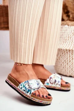 Klapki Damskie Big Star Metaliczny Wzór DD274127