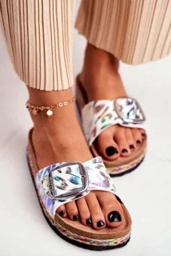 Klapki Damskie Big Star Metaliczny Wzór DD274127