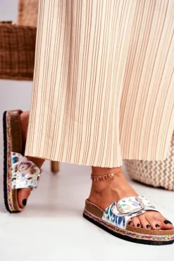 Klapki Damskie Big Star Metaliczny Wzór DD274127