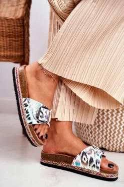 Klapki Damskie Big Star Metaliczny Wzór DD274127