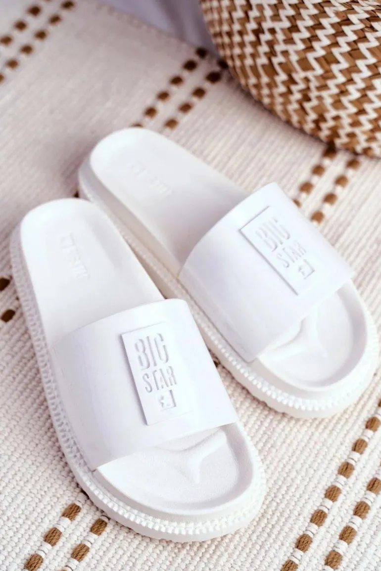 Klapki Damskie Big Star na Platformie Białe FF274812