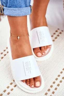 Klapki Damskie Big Star na Platformie Białe FF274812