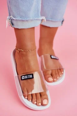 Klapki Damskie Big Star Transparentne Białe DD274A258