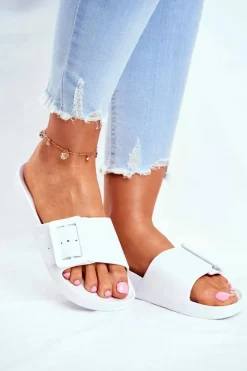 Klapki Damskie Big Star z Klamrą Białe FF274A391