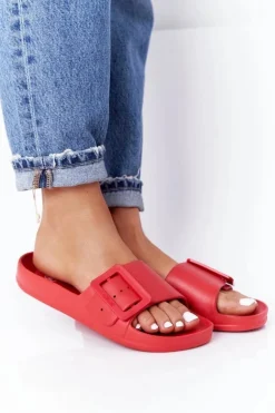 Klapki Damskie Big Star z Klamrą FF274A385 Czerwone