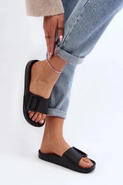 Klapki Damskie Big Star z Klamrą Czarne FF274A389