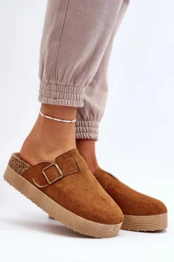 Klapki Damskie Chodaki Na Platformie Camel Jorffia