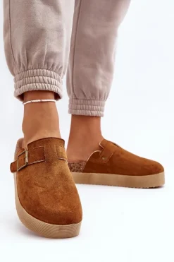 Klapki Damskie Chodaki Na Platformie Camel Jorffia