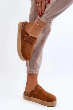 Klapki Damskie Chodaki Na Platformie Camel Jorffia