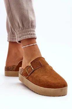 Klapki Damskie Chodaki Na Platformie Camel Jorffia