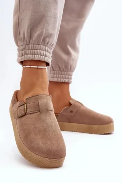 Klapki Damskie Chodaki Na Platformie Beżowe Jorffia