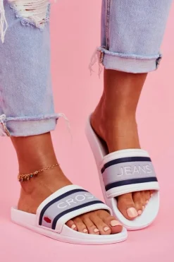 Klapki Damskie Cross Jeans Białe FF2R4158C