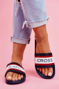 Klapki Damskie Cross Jeans Granatowe FF2R4160C