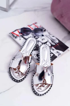 Klapki Damskie Dżety Srebrne Montiago