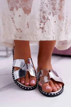 Klapki Damskie Dżety Srebrne Montiago