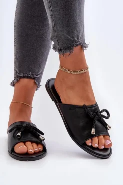 Klapki Damskie Eko Skórzane Big Star NN274066 Czarne