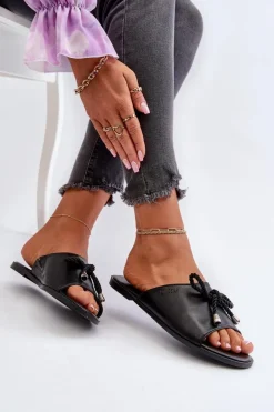 Klapki Damskie Eko Skórzane Big Star NN274066 Czarne