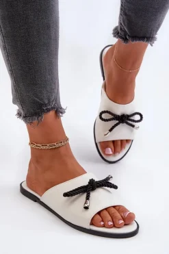 Klapki Damskie Eko Skórzane Big Star NN274067 Białe