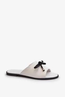 Klapki Damskie Eko Skórzane Big Star NN274067 Białe