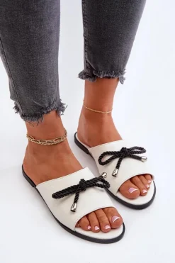 Klapki Damskie Eko Skórzane Big Star NN274067 Białe