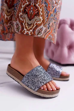 Klapki Damskie Eleganckie Gruba Podeszwa Jersey