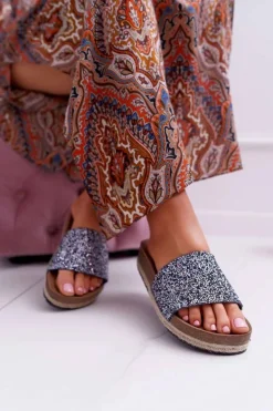 Klapki Damskie Eleganckie Gruba Podeszwa Jersey