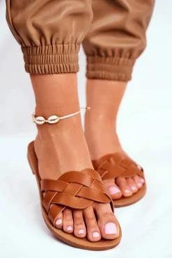 Klapki Damskie Eleganckie Camel Mariah
