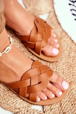 Klapki Damskie Eleganckie Camel Mariah