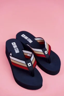 Klapki Damskie Japonki Big Star na Koturnie Granatowe FF274A301