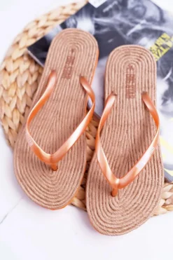 Klapki Damskie Japonki Big Star Pomarańczowe AA274A120