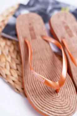 Klapki Damskie Japonki Big Star Pomarańczowe AA274A120