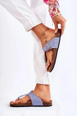 Klapki Damskie Japonki Na Korku Niebieskie Elina