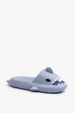 Klapki Damskie Lekkie Piankowe Z Motywem Rekina Niebieskie Kasila