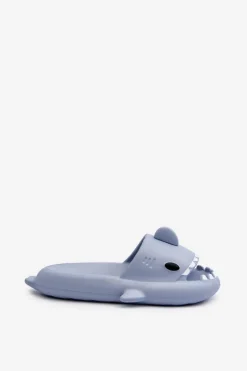 Klapki Damskie Lekkie Piankowe Z Motywem Rekina Niebieskie Kasila