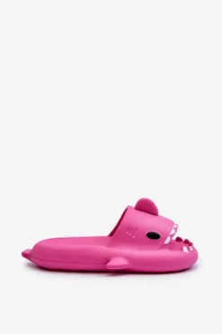 Klapki Damskie Lekkie Piankowe Z Motywem Rekina Fuksja Kasila