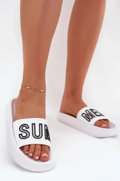 Klapki Damskie Na Grubej Podeszwie SUMMER Vinceza 76051 Białe