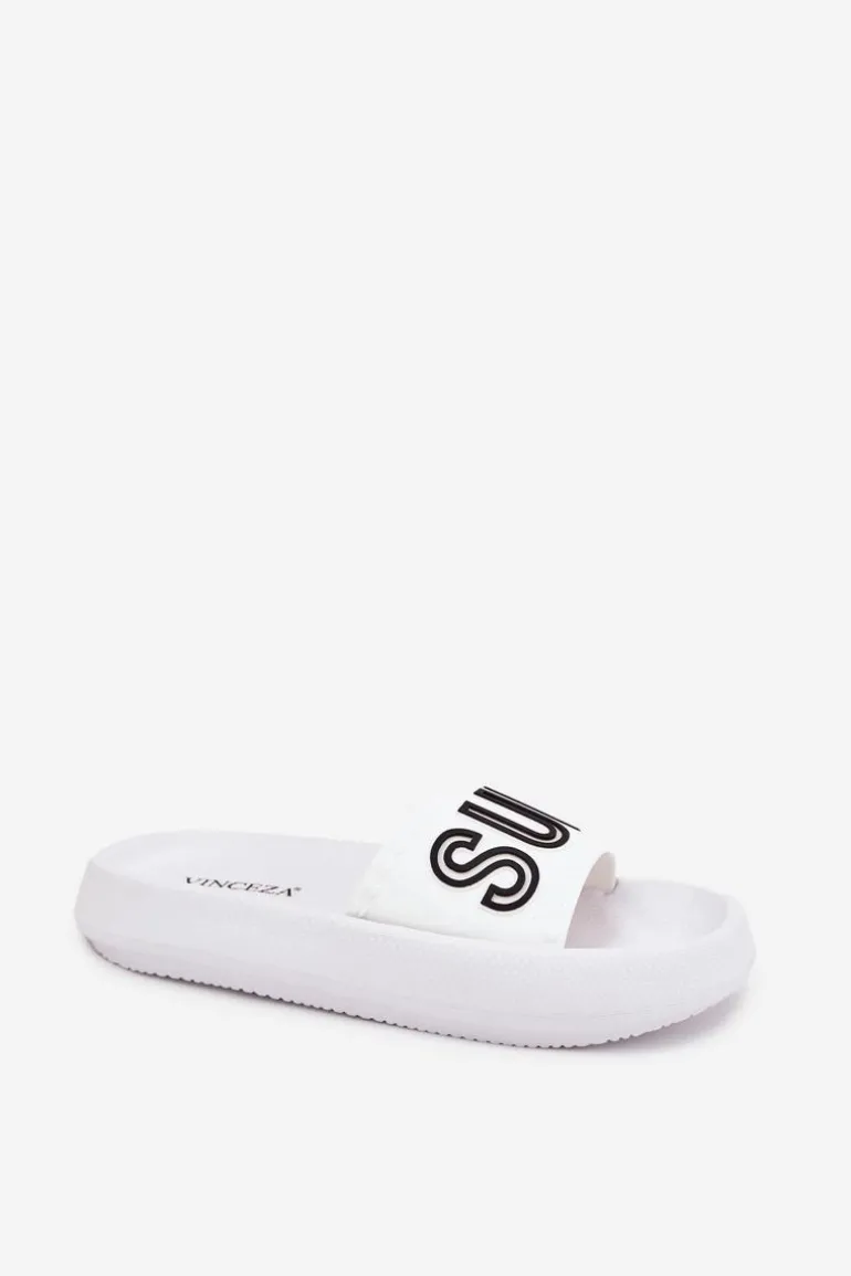 Klapki Damskie Na Grubej Podeszwie SUMMER Vinceza 76051 Białe