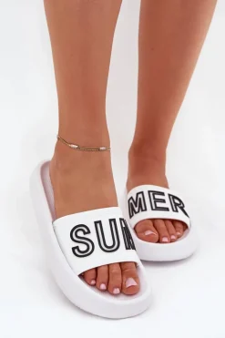 Klapki Damskie Na Grubej Podeszwie SUMMER Vinceza 76051 Białe