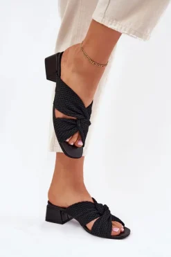 Klapki Damskie Na Klocku Maciejka 06955-01 Czarne