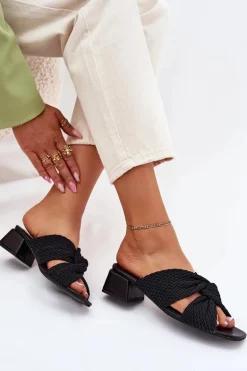 Klapki Damskie Na Klocku Maciejka 06955-01 Czarne