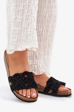 Klapki Damskie Na Korkowej Platformie Czarne Timaxrre