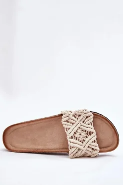 Klapki Damskie Na Korkowej Platformie Beżowe Timaxrre